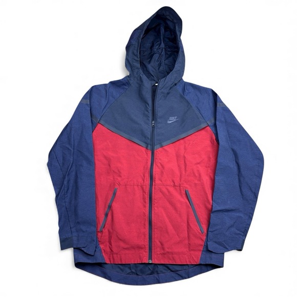 Nike Other - Nike Tech Windrunner Jacket Men's Medium Blue Red Nylon Shell Hooded Full Zip